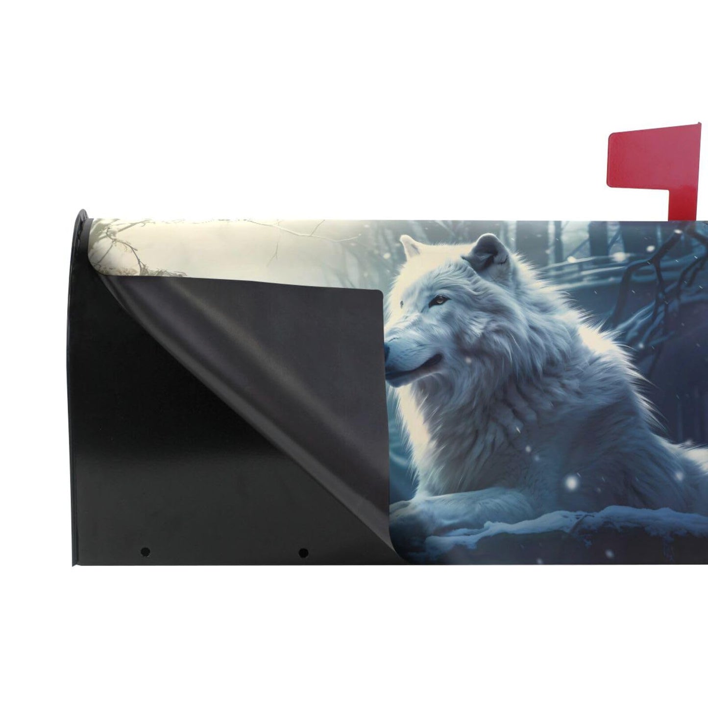 White Forest White Wolf Animal Magnetic Mailbox Cover MailWraps Garden Yard Home Decor for Outside Standard Size-18"x 20.8"