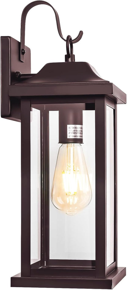Large Bronze Outdoor Wall Light 17 Inch, Vintage Exterior Light Fixture with IP65 Waterproof Clear Glass, Farmhouse Outside Wall Sconce Porch Light for Front Door Backyard, Oil Rubbed