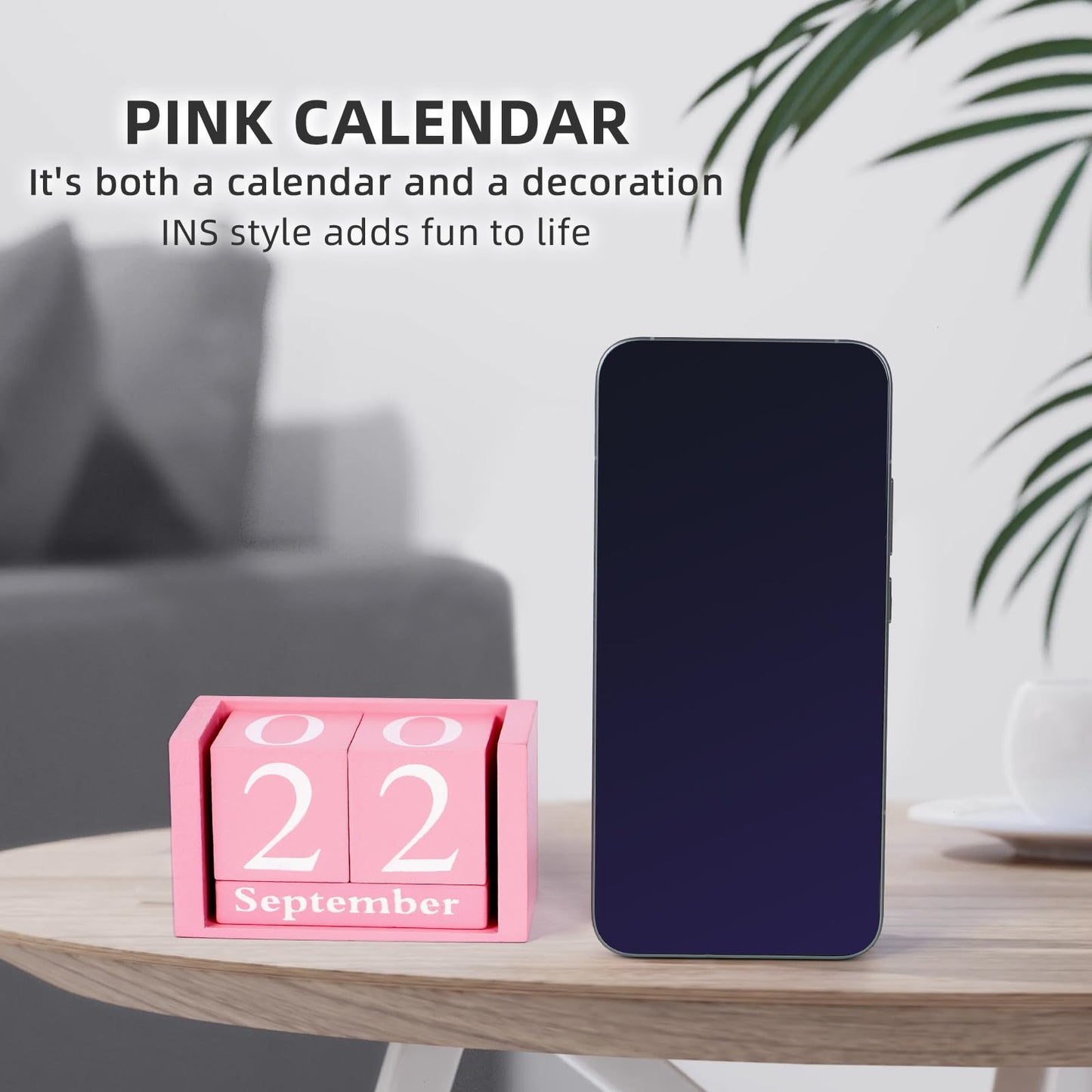Notakia Pink Decor Wooden Desk Blocks Calendar Perpetual Block Cute Office Pink Desk Accessories Preppy Room Decor for Women