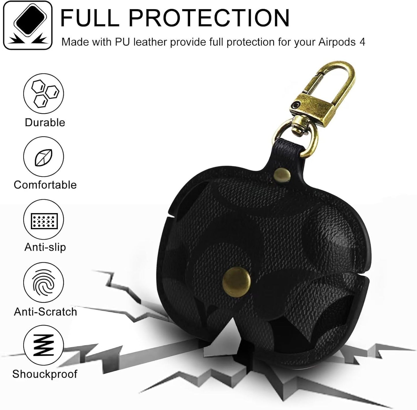 for AirPods 4 Case, Compatible with AirPods 4th Generation Case, Leather Full Body Shockproof Protective Cover for AirPods 4th Generation Cover, Random Pattern (C)