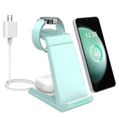 Wireless Charger for Samsung - NANAMI 3 in 1 Charging Station for Multiple Devices, Fast Charger Stand for Galaxy S25 S24 S23 Ultra S22 S21 Z Flip Fold 4,Galaxy Watch 6/5/5 Pro/4/3, Galaxy Buds 2 Pro