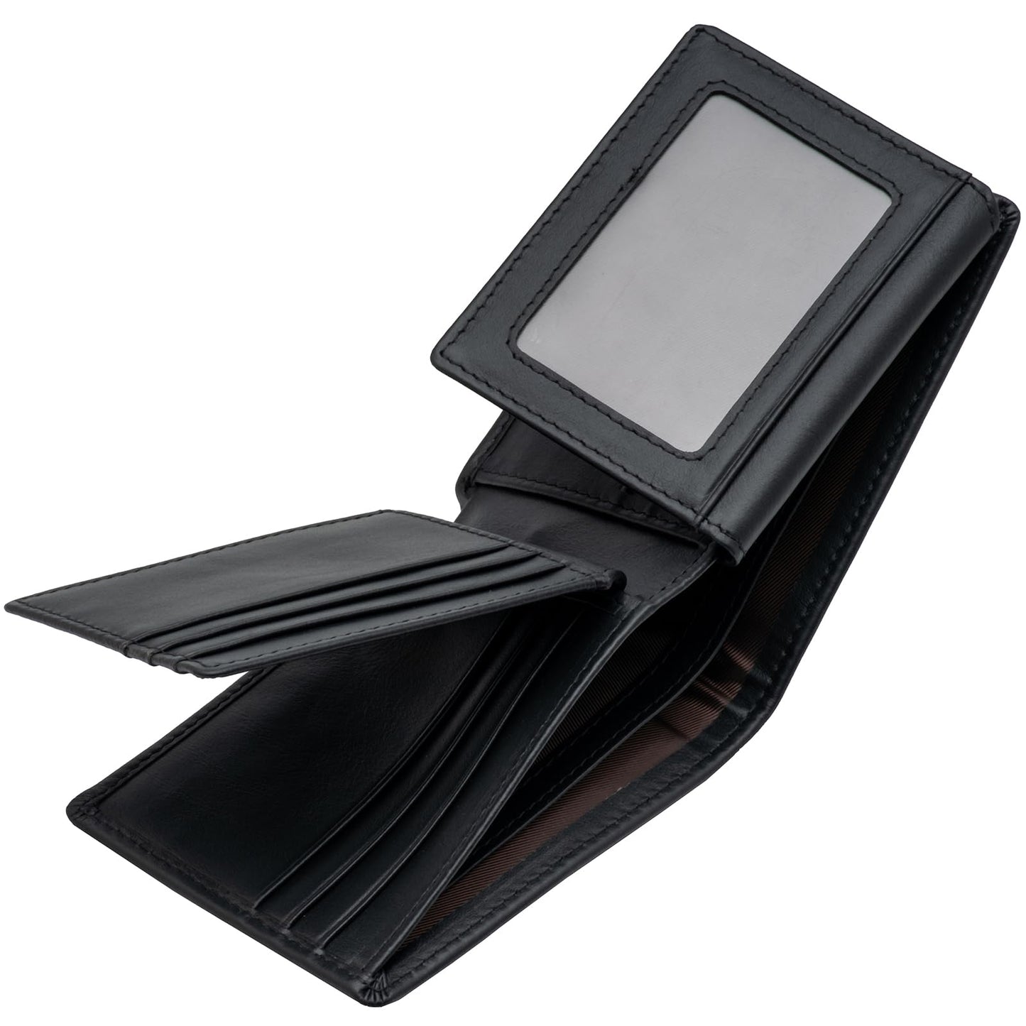 baotuiok Mens Bifold Leather Wallet with 14 Card Slots, 2 ID Windows, Large Capacity, and RFID Blocking Large Wallet for Men