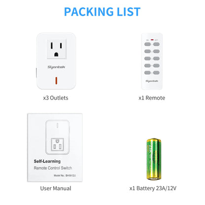 Remote Control Outlet Wireless Light Switch for Household Appliances, Expandable Remote Light Switch Kit, Up to 100 ft Range, White (5 Outlets + 2 Remotes)