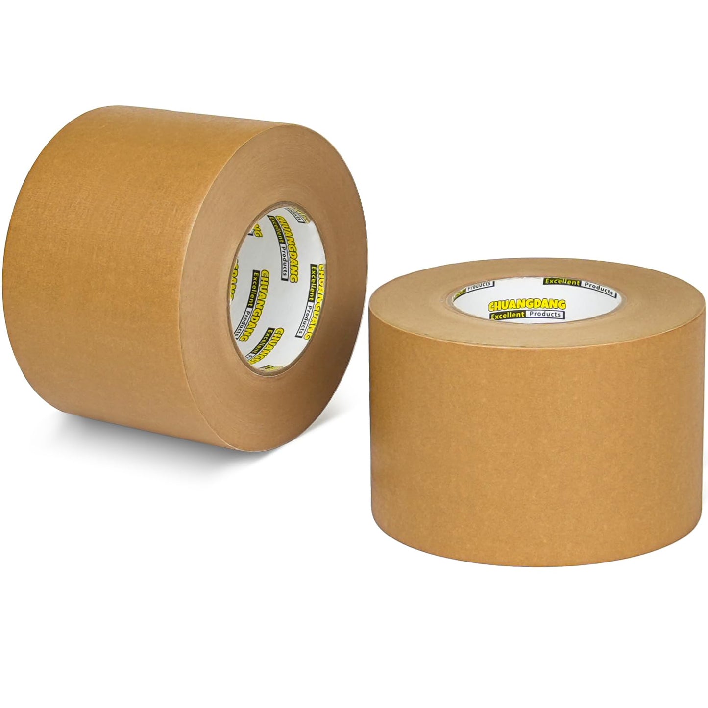 CHUANGDANG Kraft Paper Tape,3Inchx127yards,2Rolls,Brown Paper Packing Tape,Writable & Uncoated,Kraft Tape for Masking, Sealing, and Packaging,Biodegradable,Eco-Friendly