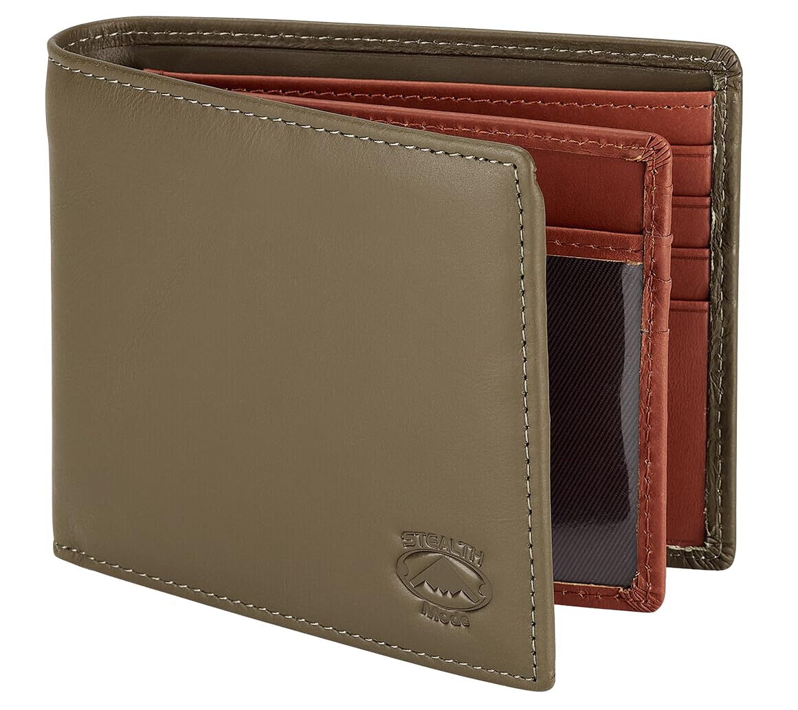 Stealth Mode Leather Bifold Wallet for Men With ID Window and RFID Blocking