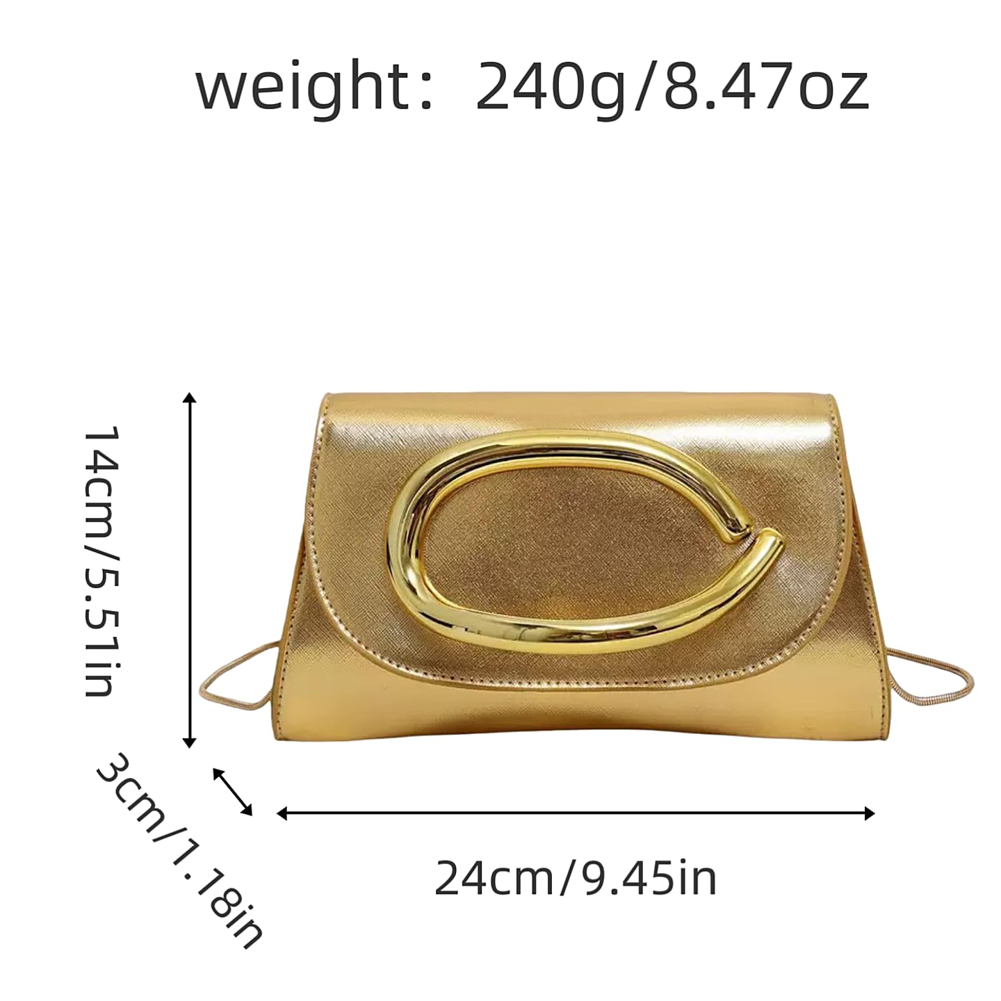 WSTWYC PU Leather Clutch Purses for Women,Glamorous golden and silver Crossbody Handbags Party Clutch Purse (gold)