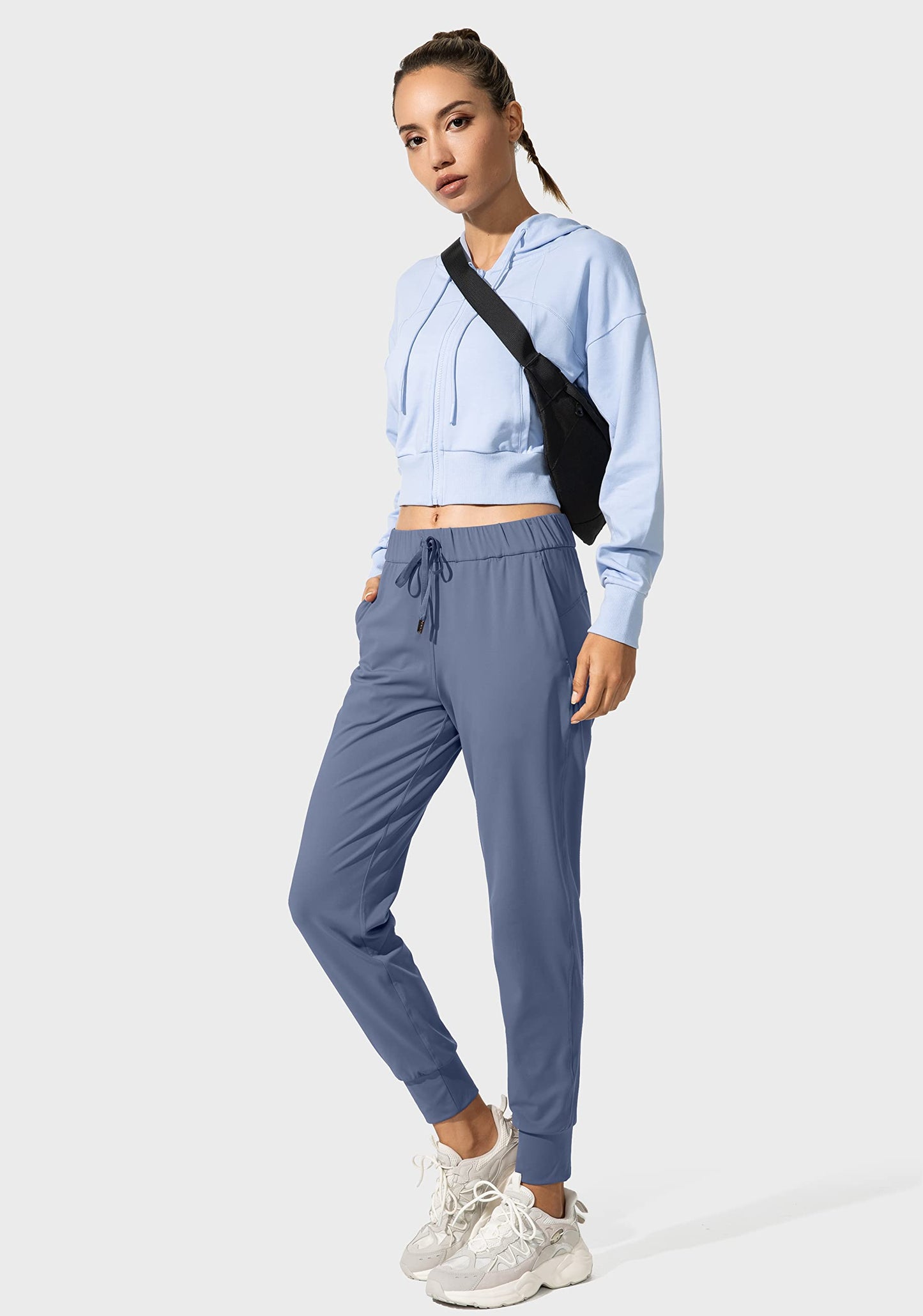SANTINY Women's Joggers Pants Pockets Drawstring Running Sweatpants for Women Lounge Workout Jogging(Slate Blue_S)
