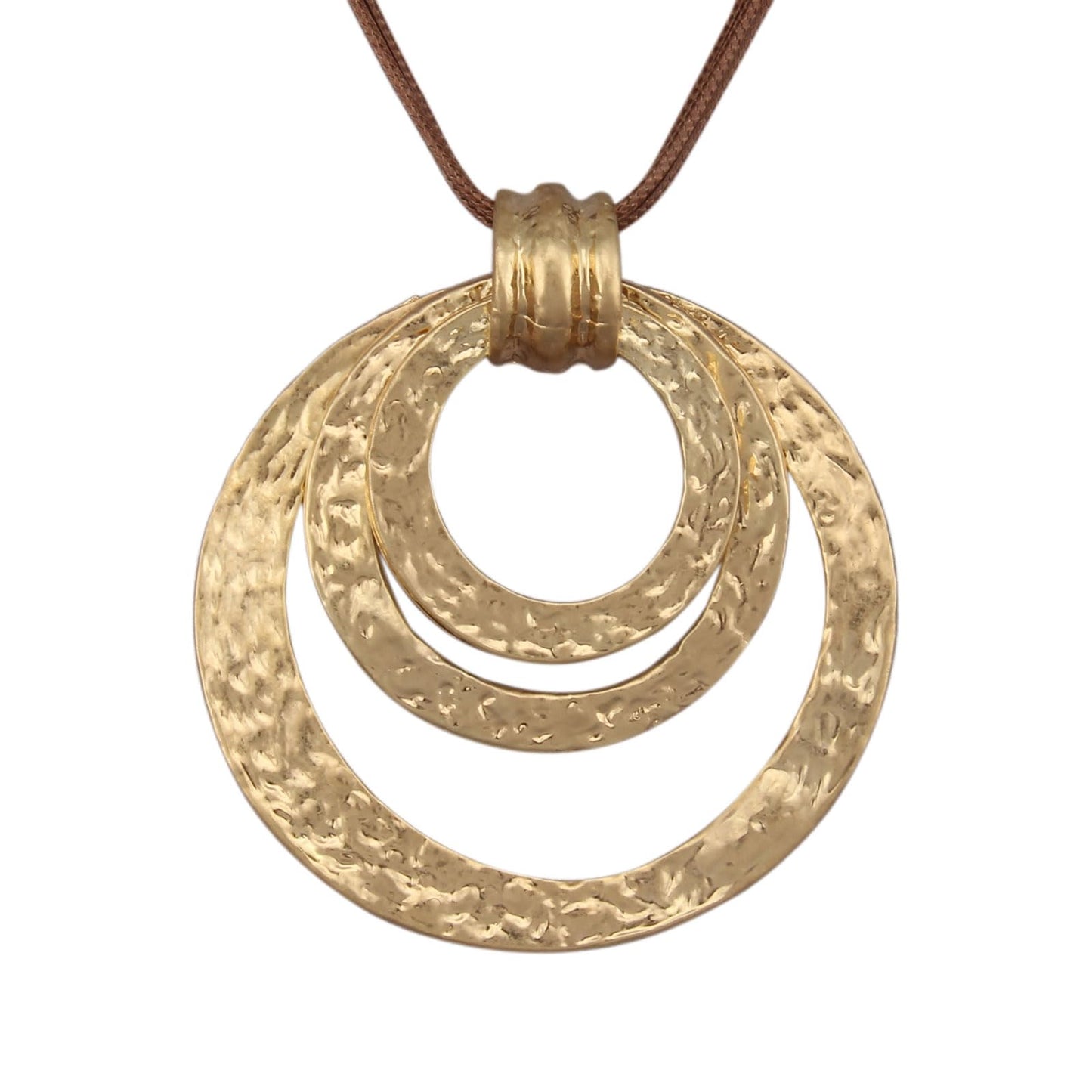 Bjesinmo Vintage Necklace for Women Long Leather Chain Necklace with Large Round Ring Statement Necklaces Hippie Jewelry