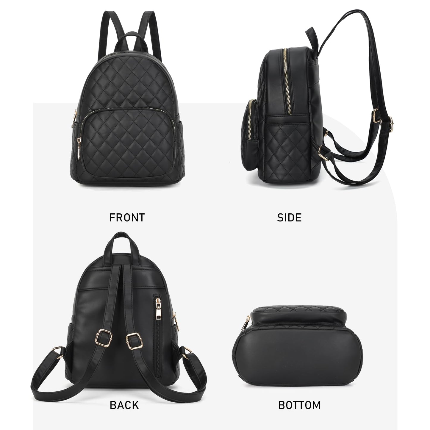 KL928 Quilted Mini Backpack for Women, PU Leather Backpack Purse Designer Satchel Bag, Small Casual Daypack for Ladies