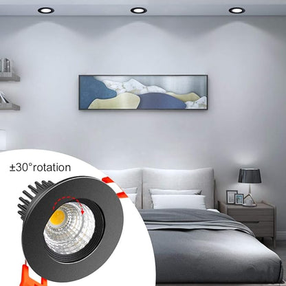 inShareplus 2 Inch LED Downlight, 3W Recessed Lighting COB Dimmable, 5000K Daylight White, CRI80, Black Trim, Ceiling Lights with LED Driver, 6 Pack