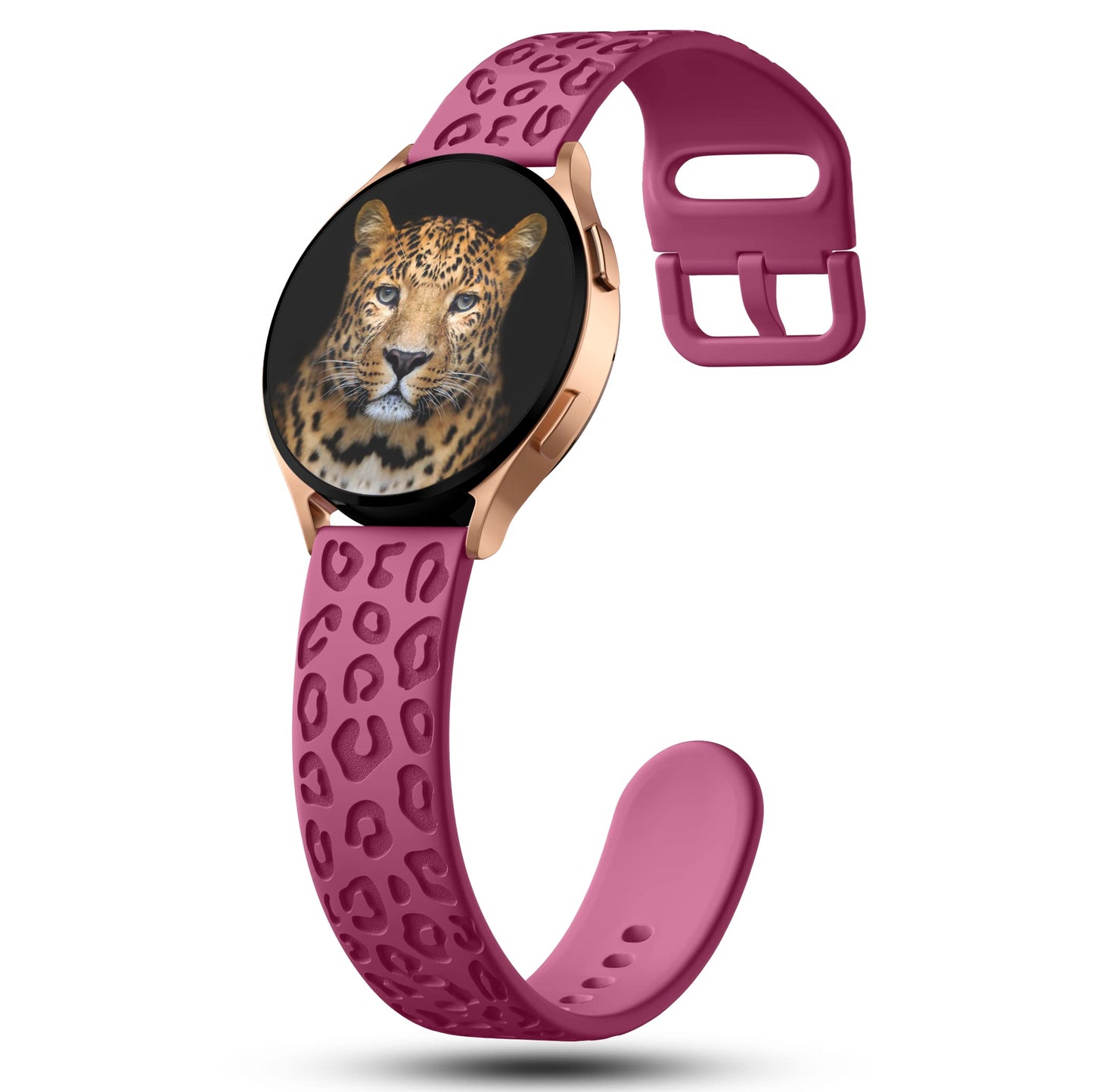 IKANFI 6Pack Engraved Band Compatible with Samsung Galaxy Watch 5 Band/Galaxy Watch 4 Bands/Galaxy Watch 3 Bands/Active 2 Watch Bands,20mm Leopard Silicone Sport Strap Replacement for Women Men-