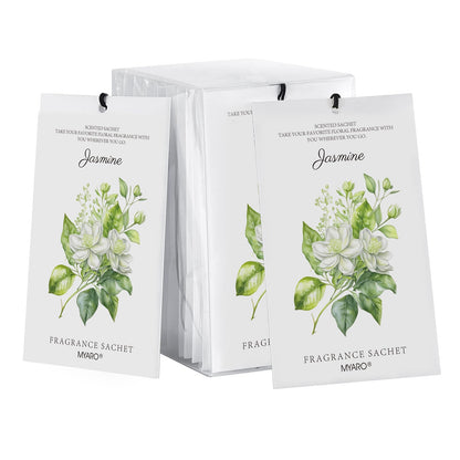 MYARO 12 Packs Jasmine Scented Sachets for Drawer and Closet, Long-Lasting Air Freshener Sachets Bags Drawer deodorizers Fresh Scents, Home Fragrance for Lover