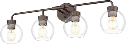 zeyu 32 Inch Oil Rubbed Bronze Vanity Light, 4-Light Bathroom Light Fixture, Vanity Lighting Fixtures with Clear Glass Globe Shade, ZS62BG-4W ORB