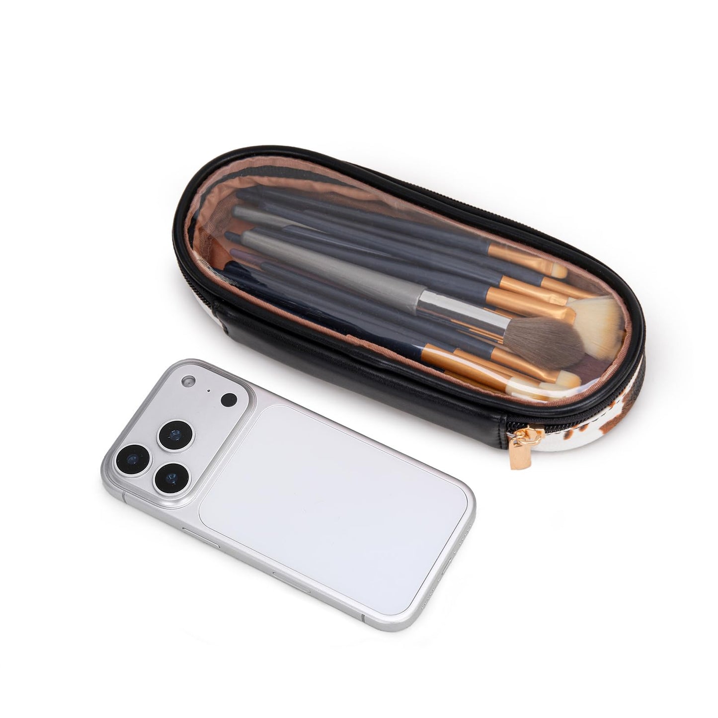 Montana West X Wrangler Travel Makeup Bag 2pcs Set Large Cosmetic Bag with Makeup Brush Holder Portable Make Up Organizer Cute Toiletry Bag with Divider and Handle for Women
