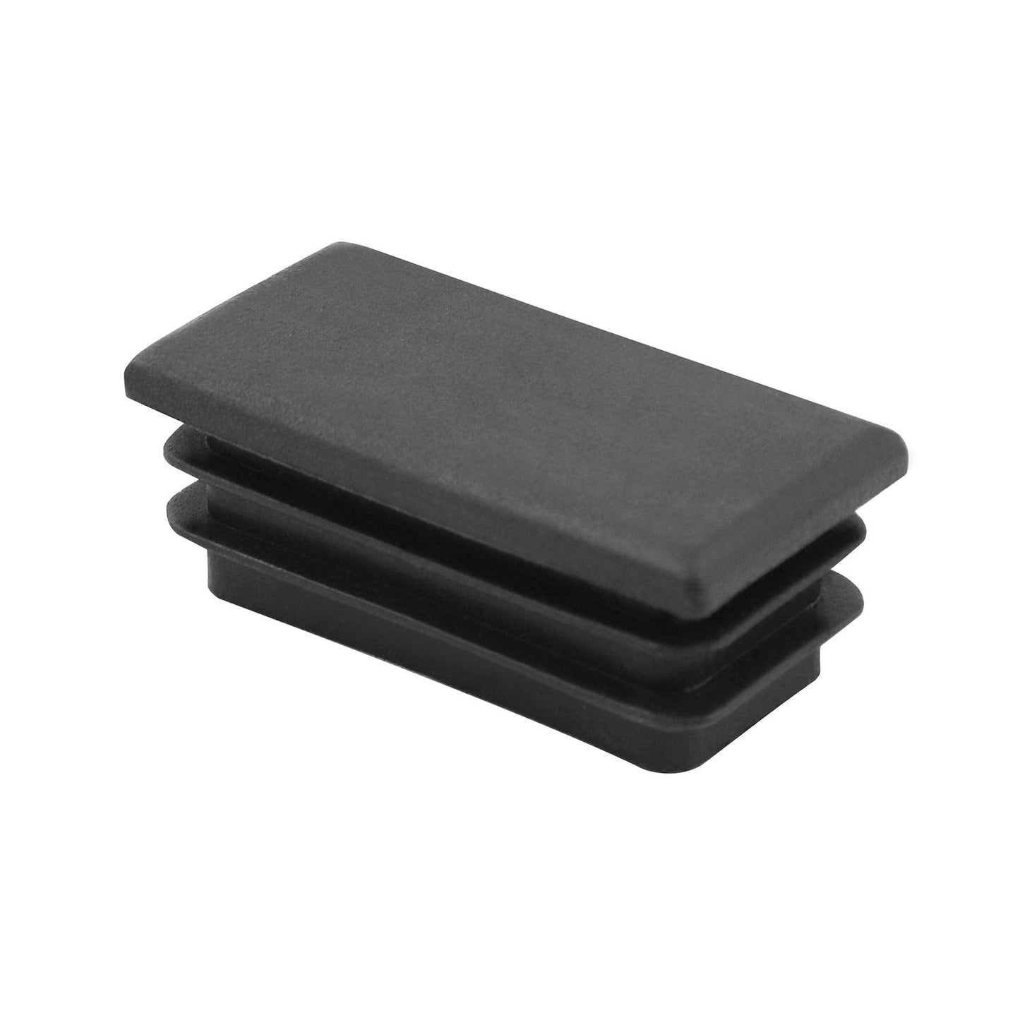 QWORK 10 PCS 1" X 2" Rectangle Black Plastic Plug End Cap for Pipe Tubing, Chair Leg
