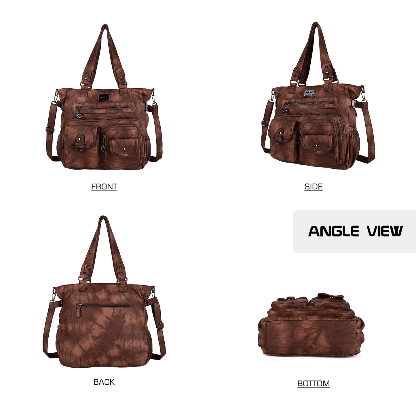 Angel Kiss Large Purses for Women Soft PU Leather Hobo Bag for Women Shoulder Bag Brown