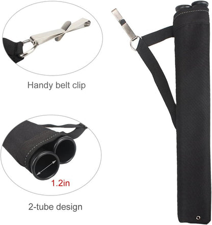 Archery Hip Arrow Quiver - 2 Tube Waist Carry Bag with Hook for Target Shooting