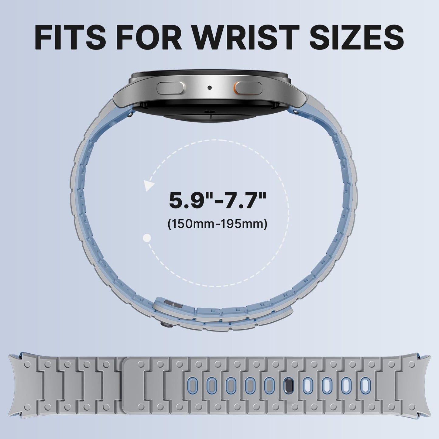 Bandletic Silicone Magnetic Band Compatible with Samsung Galaxy Watch 7 6 5 4 FE 40mm 44mm/Watch 6 4 Classic 43mm 47mm 42mm 46mm/Watch 5 Pro 45mm, 20mm No Gap Soft Sport Strap for Men Women