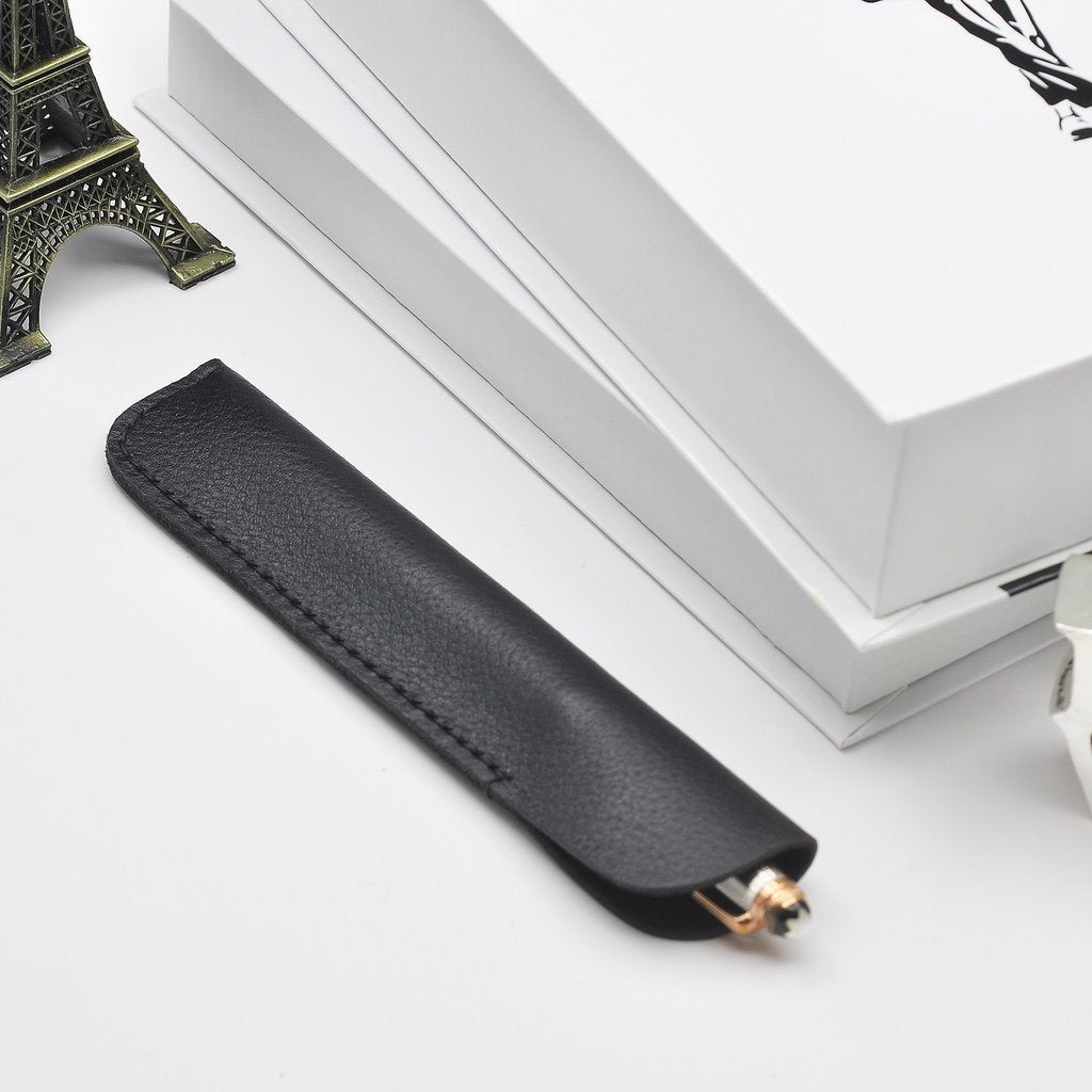 LACHIEVA LUX Single Pen Leather Case, Pouches for Writing Instruments (Black)