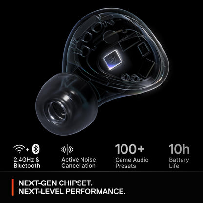 Arctis GameBuds for PlayStation/PC/Switch/Mobile — 2.4GHz + Bluetooth 5.3 Earbuds — Active Noise Cancelling — Mobile App Sound Presets — Water Resistant IP55 — 40H Battery with Qi Charging Case