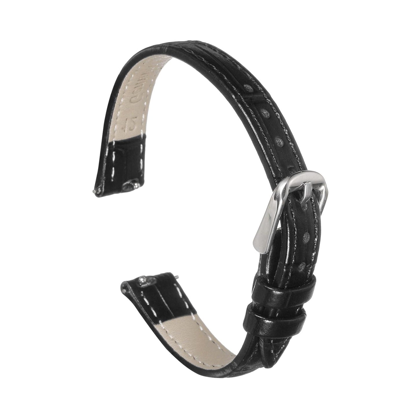uxcell Quick Release Genuine Leather Watch Band 12mm Embossed Pattern Leather Watch Strap Replacement for Men Women, Black