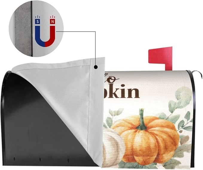 Festive Magnetic Mailbox Cover Pumpkin Thanksgiving Fall Outdoor Mailbox Protector Holiday Seasonal Decorative Garden Yard Home Large Size 25.5 x 21 Inch