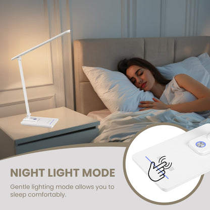 TECHNOVA LED Desk Lamp with 5 Color Temperatures | Sliding Stepless Dimming & One-Touch Timer | Foldable & Portable Design for Office/Study/Nail Art | Four-Axis Rotation for Small Desks