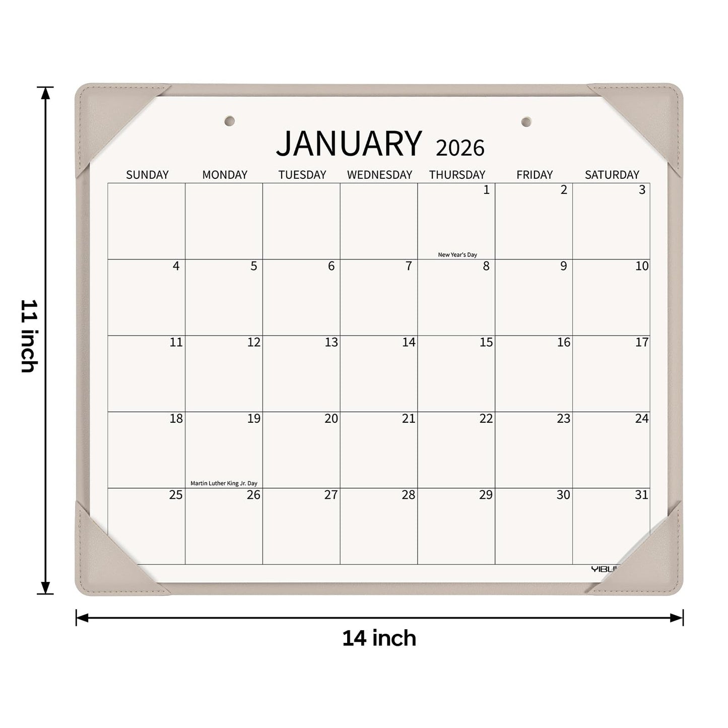 Yibukiu Desk Calendar 2026 with Desktop Mat, 18 Months Flat Desk Pad Calendar January 2026 to June 2027, Medium 14 x11 inch Monthly Wall Calendar for Home Office School (Apricot)