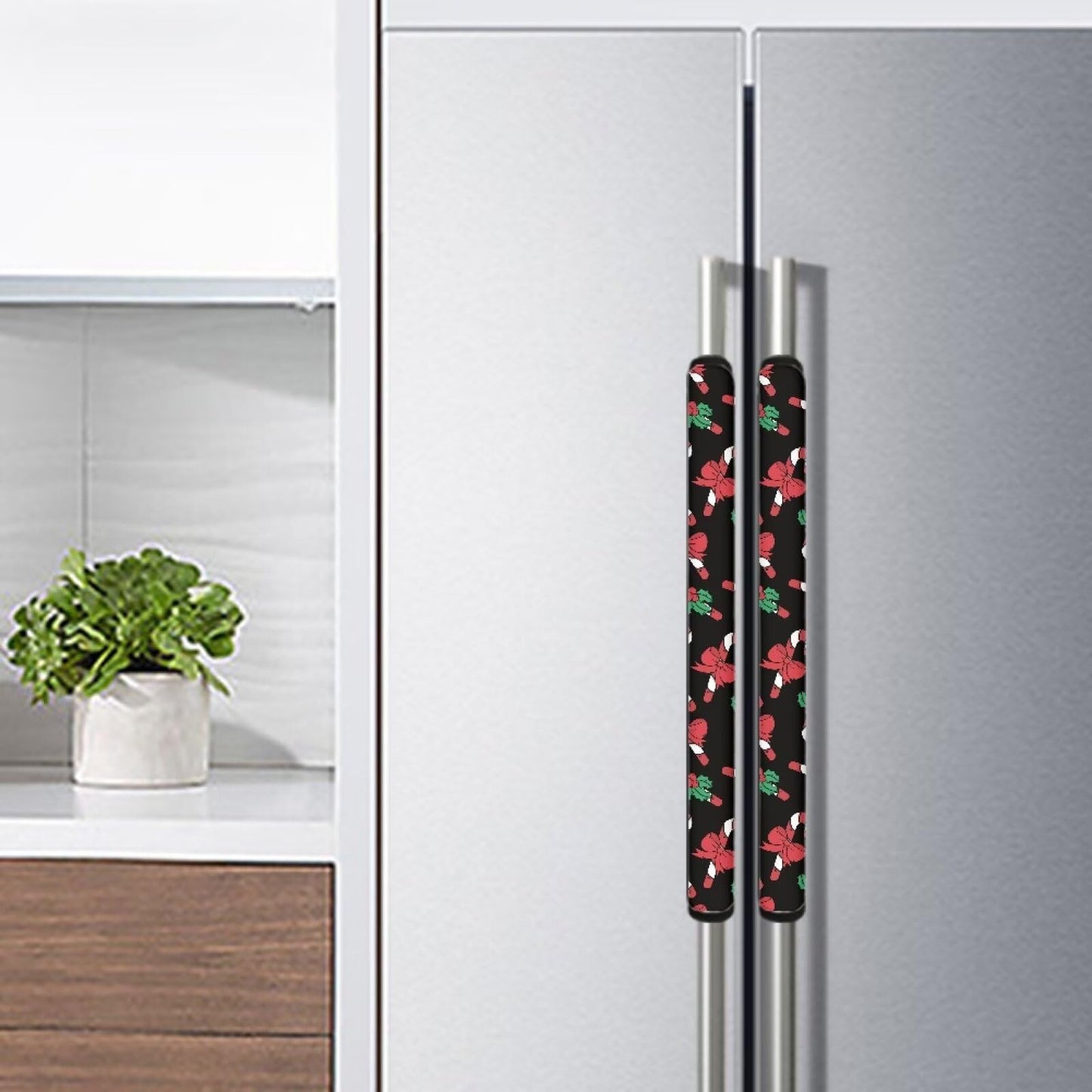 GLENLCWE Christmas Candy Print Refrigerator Door Handle Covers Protectors Kitchen Appliance Handles Kitchen Decor Protectors Anti-Static Stains Resistant,2PCs,Christmas Decorations