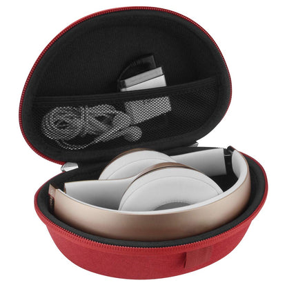 Geekria Shield Headphones Case Compatible with Beats Solo HD/4/3/2/ Pro Wireless Case, Replacement Hard Shell Travel Carrying Bag with Cable Storage (Red)