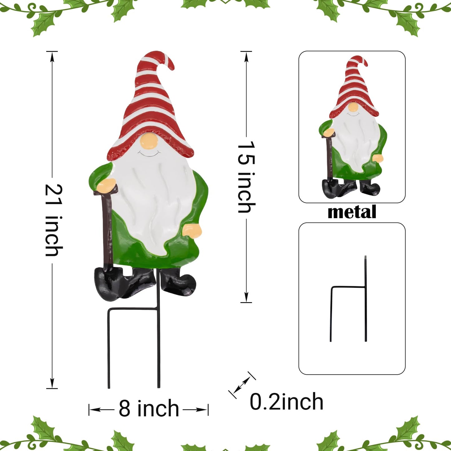 Voumsil Metal Yard Signs Decor for Rust Prevention, Yard Stakes with Gnomes for Outside Garden Yard Lawn Porch Holiday Party(Red)
