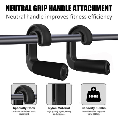 FURBBION Neutral Grip Handle Attachment, Grip Handle Attachments for Pull-up Bars, Resistance Bands, Barbells, Fitness Equipment, Gym Equipment - Black