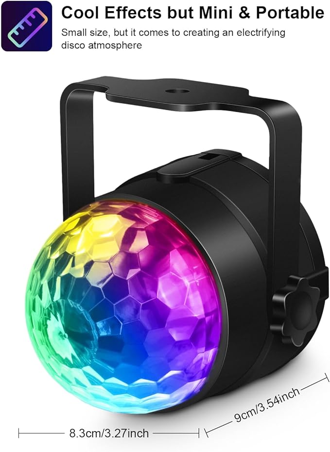 Luditek 3-Pack Sound Activated Party Lights with Remote Control Dj Lighting, Disco Ball Light, Strobe Light Stage Lamp for Home Room Dance Prom Party Decorations Supplies