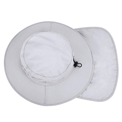 Sun Hats for Men Women, UPF50+ Protection Safari Hat,Wide Brim Fishing Hat with Neck Flap,Bucket Hats for Beach Hiking Lightgrey