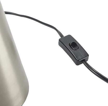 Nourison Home 16" Silver Metal Mushroom Table Lamp, Modern, Retro, Desk Light for Bedroom, Dining, Office, Entryway