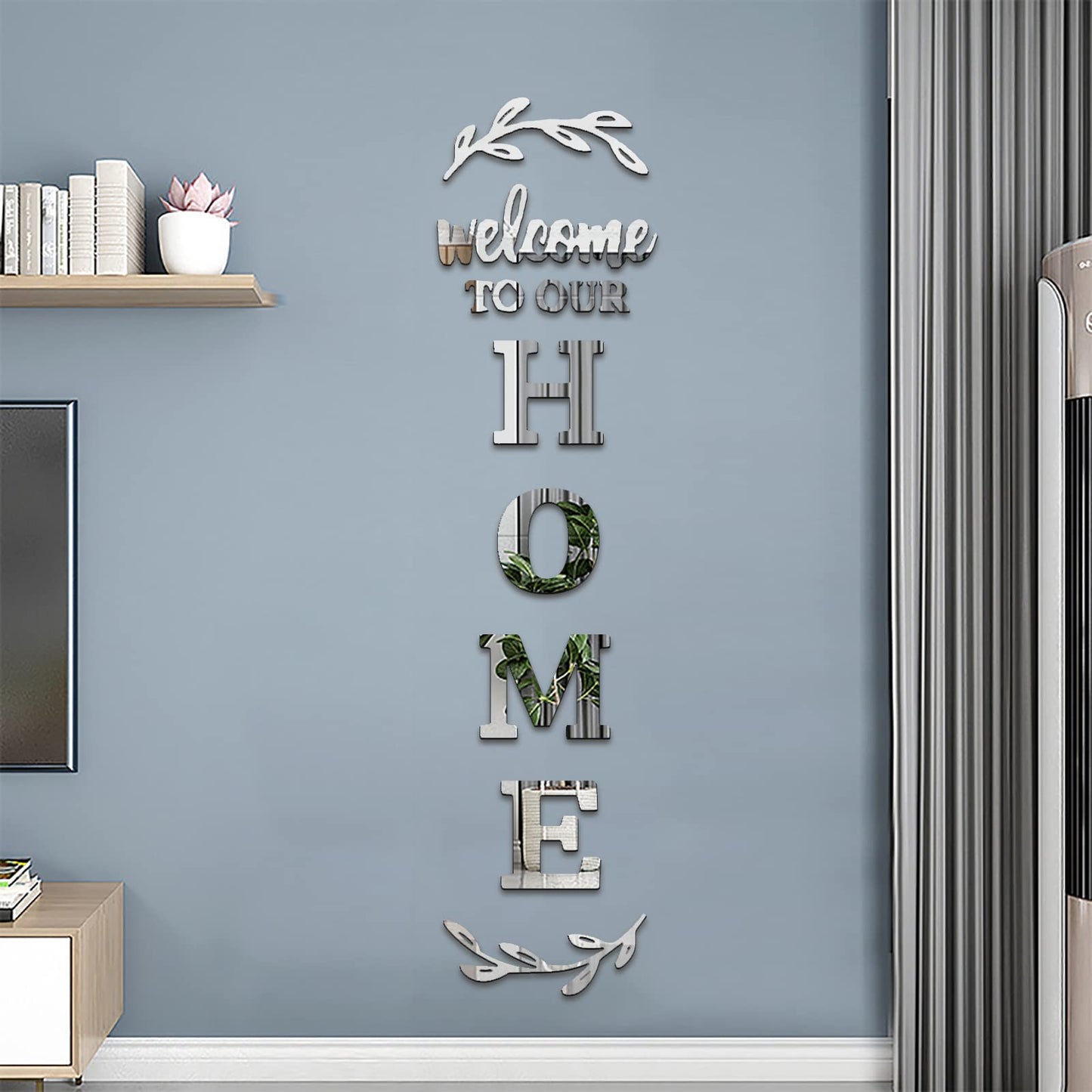 Home Wall Decor Welcome to Our Home Letter Signs - Acrylic Mirror Stickers for Living Room Bedroom Decor - Wall Decorations