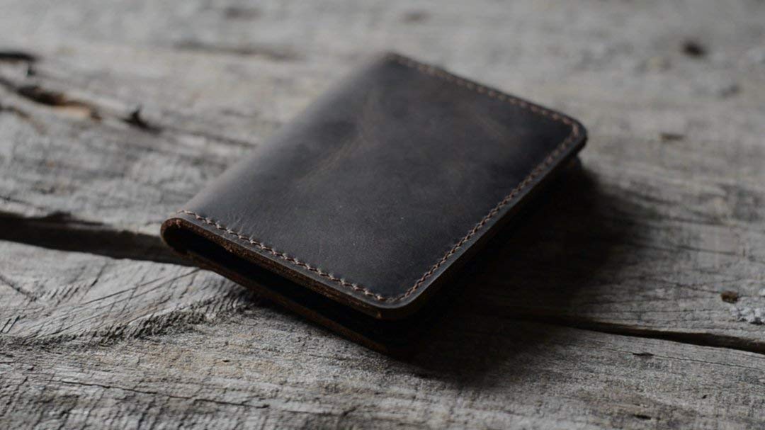Handmade Distressed Men's Minimalist Leather Wallet Card Holder Wallets for Gifts Dark Brown style1