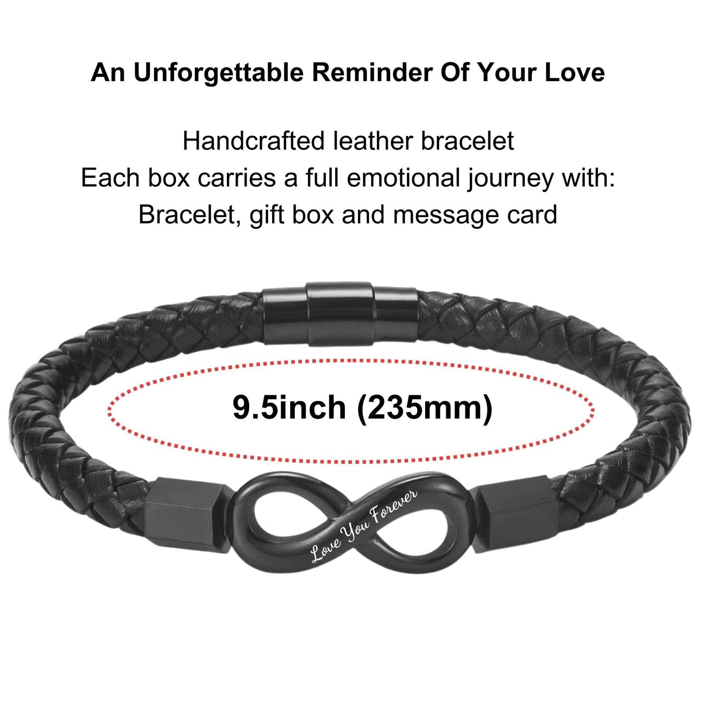 Coolvy To My Man Infinity Bracelet for Men Valentine Birthday Christmas Gifts for Boyfriend Husband Personalized Leather Bracelets