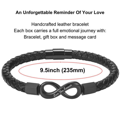 Coolvy To My Man Infinity Bracelet for Men Valentine Birthday Christmas Gifts for Boyfriend Husband Personalized Leather Bracelets