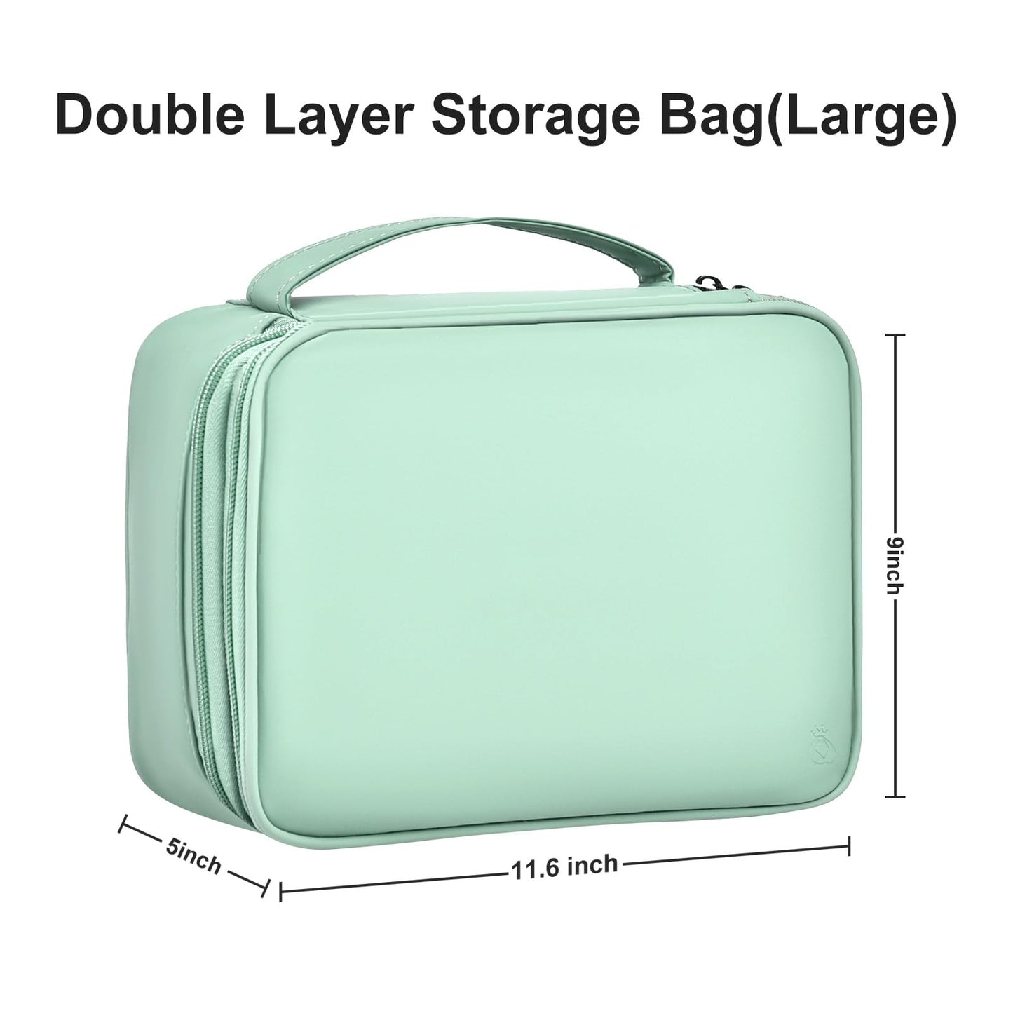Miloocul Double Layer Leather Cable Organizer Bag Large Capacity Waterproof Tech Organizer Case for Travel Electronics Accessories Storage Case with Adjustable Divider(Light Green, Double Layer-Large)