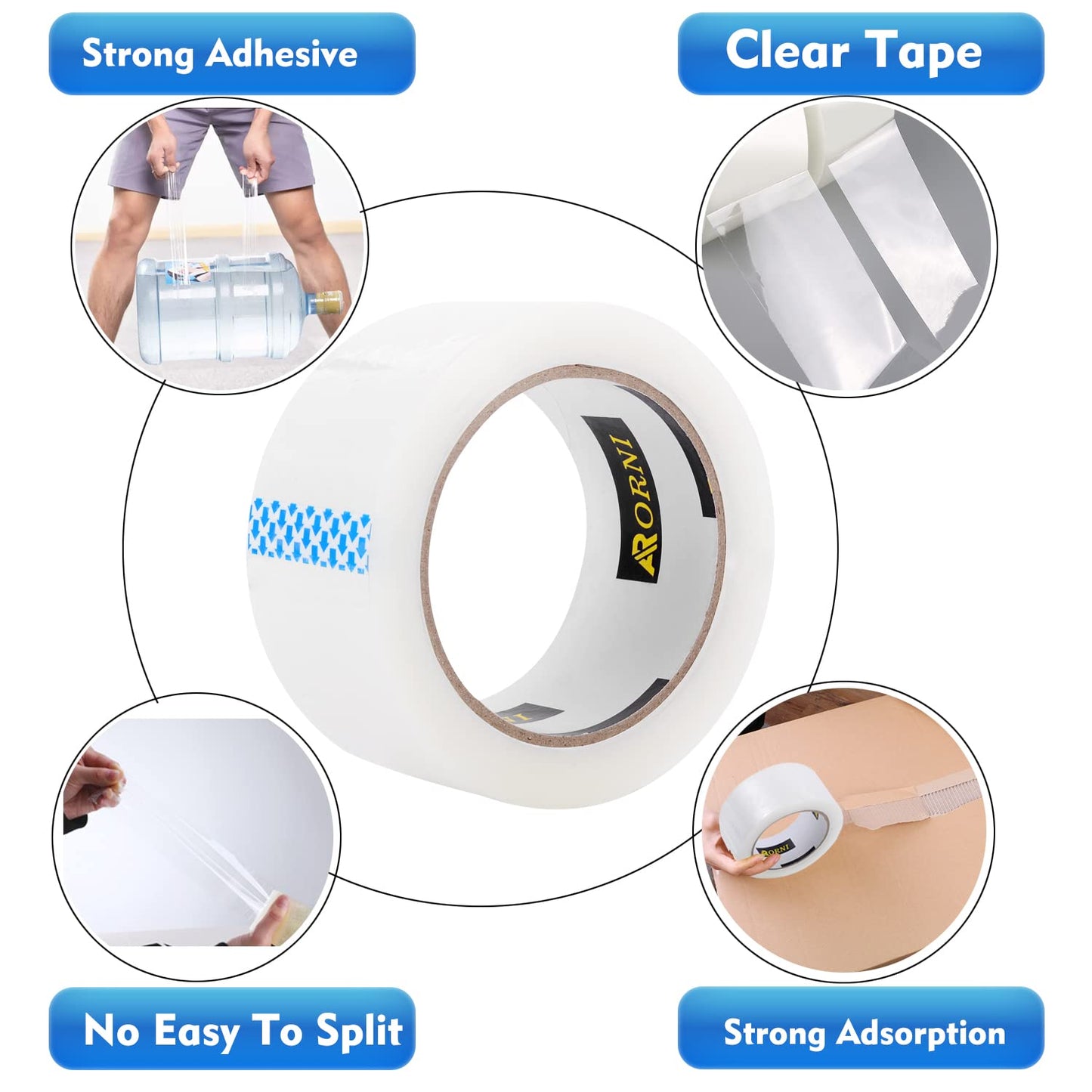 APORNI Clear Packing Tape Heavy Duty Refill Rolls Sealing Great for Packing Box Shipping and Moving Supplies Packaging 36 Rolls 1.88" x 65 Yards 3" Core 2.7 Mil Thick Adhesive