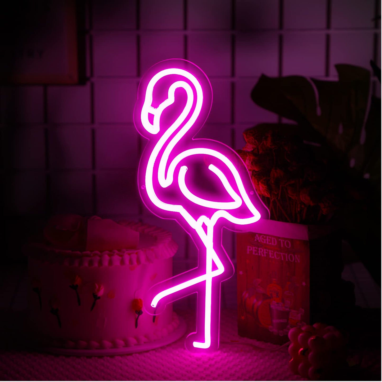 ROCEEI Tropical Flamingo LED Neon Sign Neon USB Powered Lights Sign Wall Art Gifts for Christmas Room Kids Bedroom Birthday Party Bar Decor