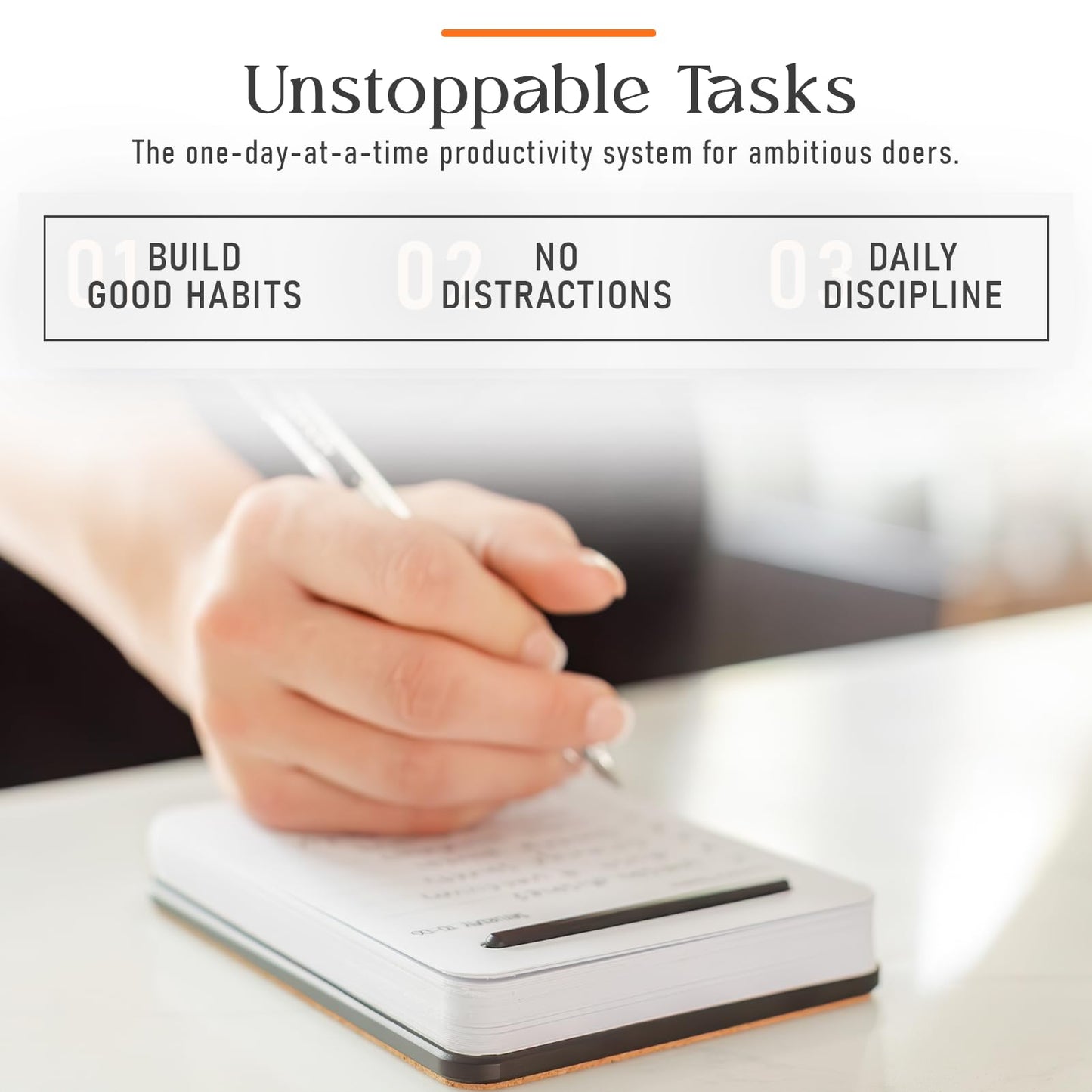 Mayurki Unstoppable Tasks – 31 Blank Daily To-Do Cards with Aluminum Desk Card Holder, Minimalist Office Productivity To-Do Cards, Modern Desk Gift for Teams, Managers & Students (Black)
