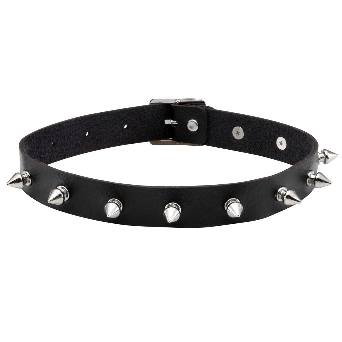 Eigso 2 Pcs Punk Leather Choker Necklaces for Women Men Metal Spike Studded Goth Collars for Woman Man