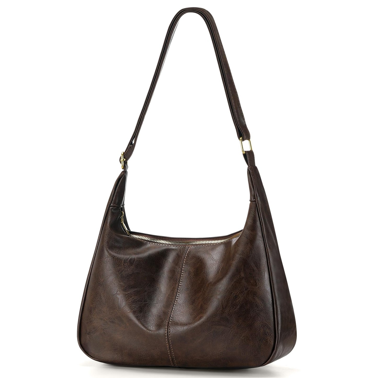 Sightor Hobo Bags for Women Leather Slouchy Bag Ultra Soft Vegan Purse Vintage Shoulder Bag Trendy Everyday Handbag (Coffee)