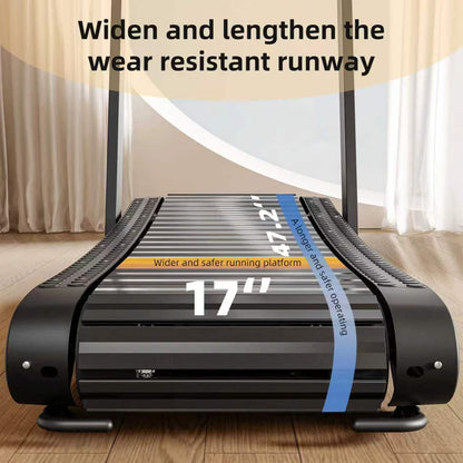 Rongle Curved Treadmill with Non-Electric Motorized, 2 in 1 Foldable Design Adaptive Variable Speed with LED Display, Motorless Self Propelled Treadmill for Home Office, No Assembly Required 350LBS