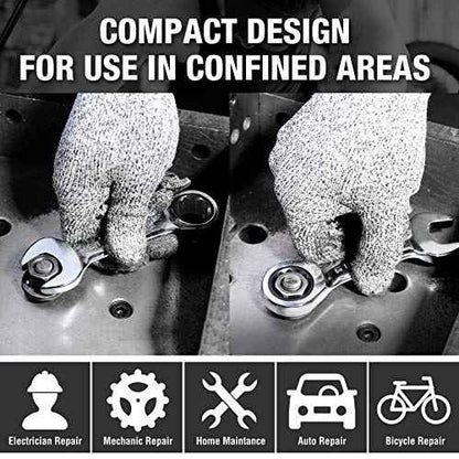 DURATECH 15mm Stubby Ratcheting Combination Wrench, Metric, CR-V Steel
