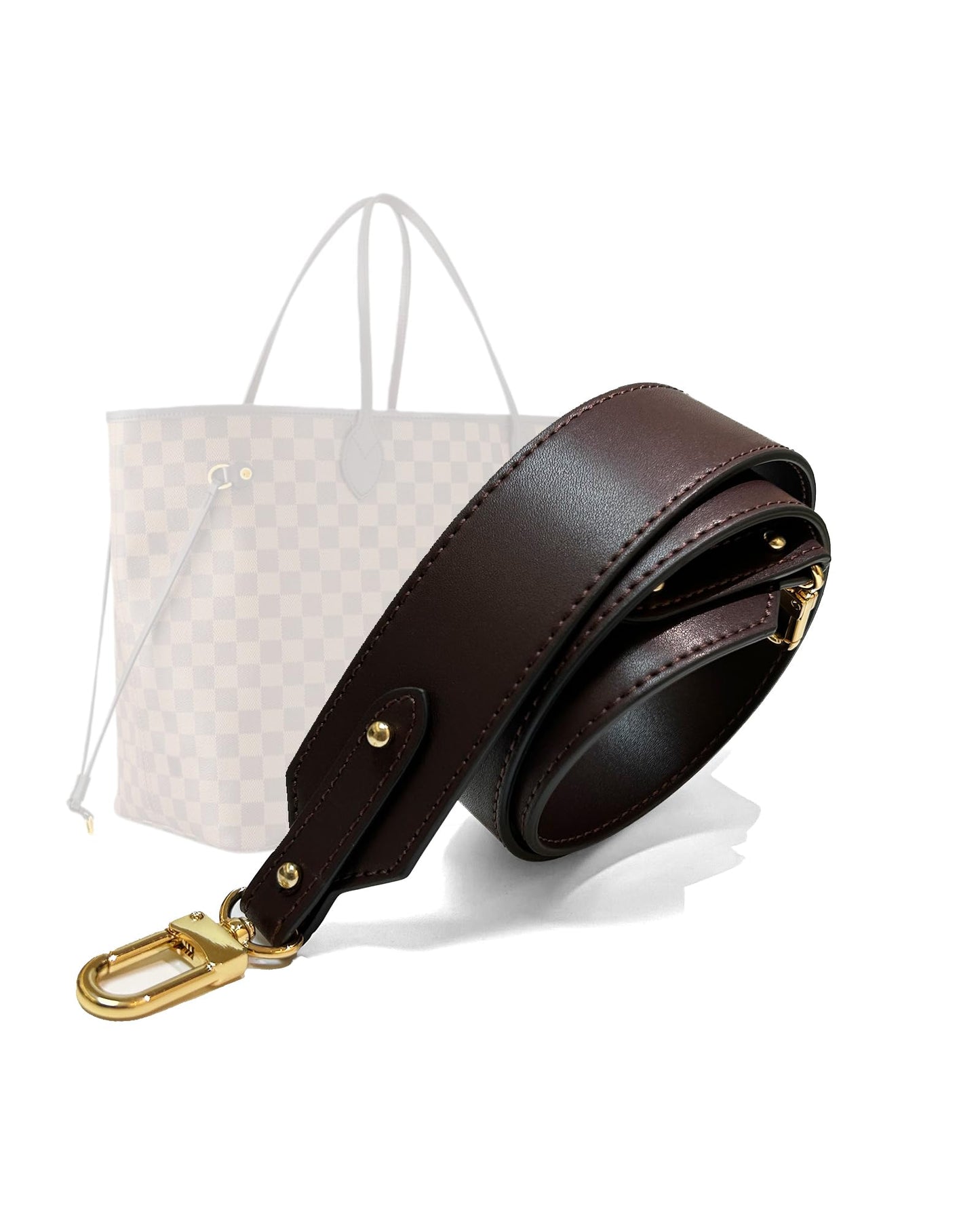 LOFZAR Wide Vachetta Leather Replacement Bag Strap, Fits Neverfull PM/MM/GM Graceful and More (37.8" L, Dark Brown)
