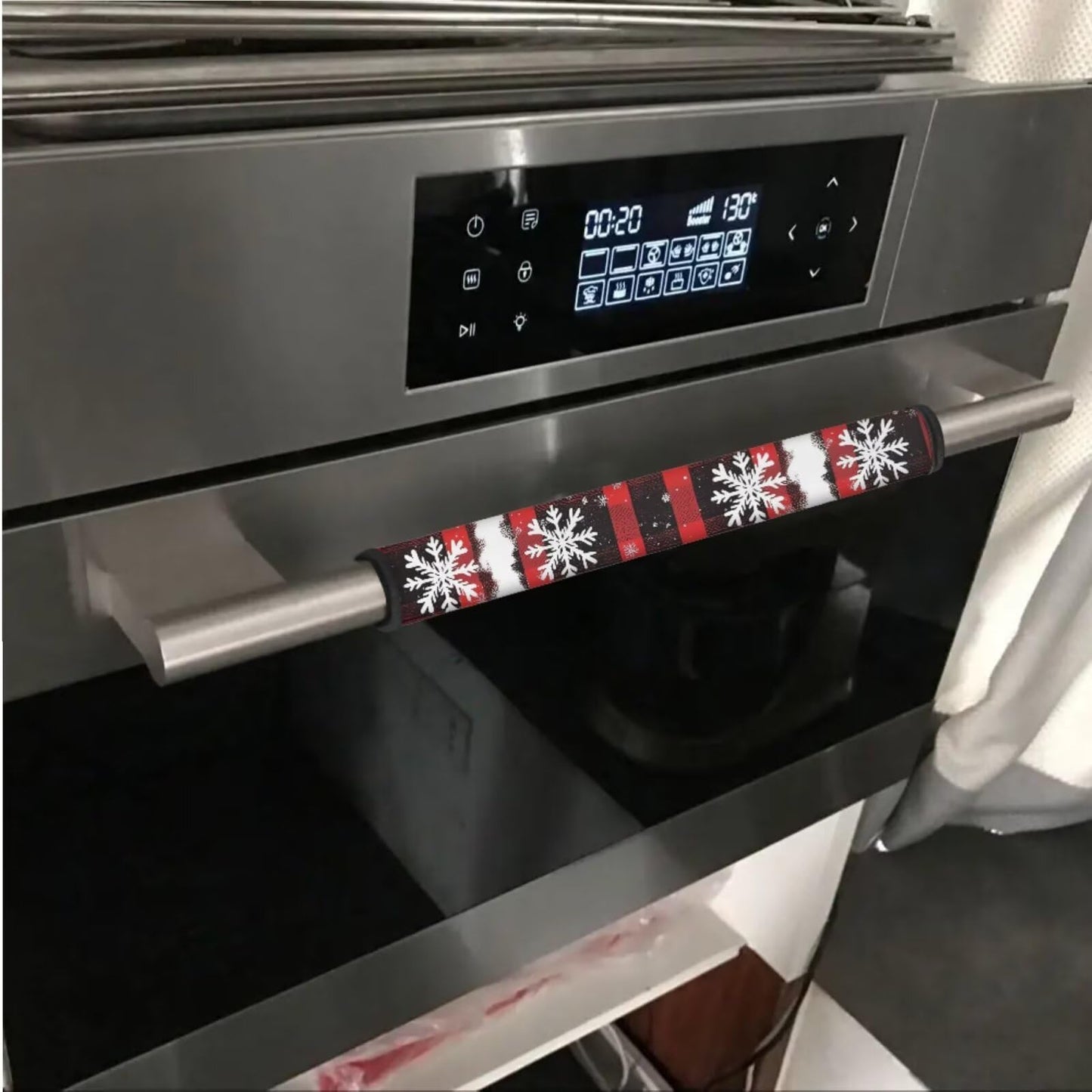 Tutolipy Sunflower Refrigerator Door Handle Cover 8 Pack Buffalo Plaid Christmas Kitchen Decor Keep Appliance Clean Anti-Static for Fridge Dishwashers,Red