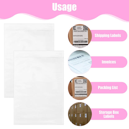 Oqqlin 200 Pcs 7 x 10 Inch Clear Packing List Envelopes Bulk, Self-Adhesive Shipping Label Sleeves Waterproof Packing Slip Pouches for Mailing Documents, Invoices, Shipping Labels